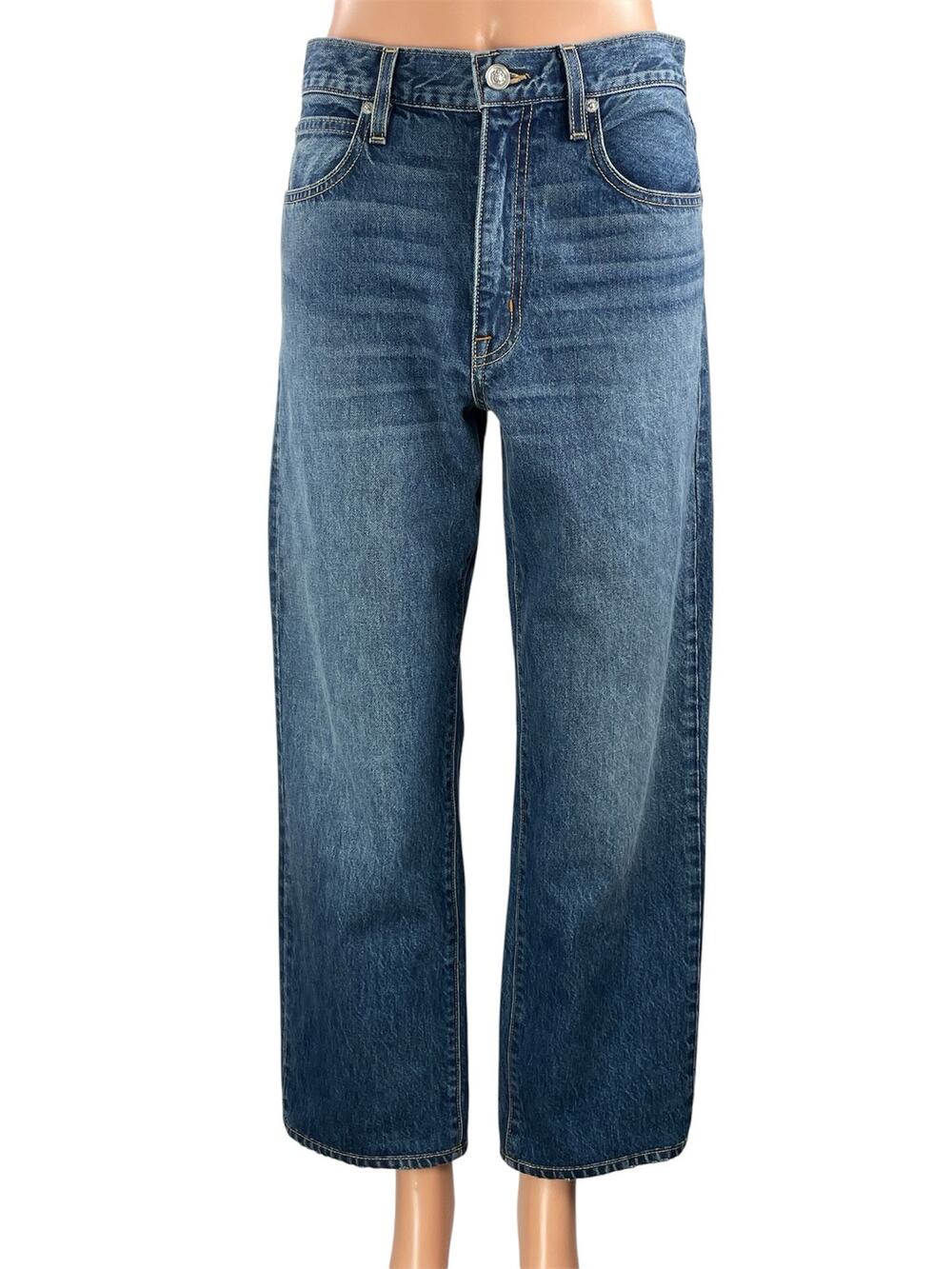 SLVRLAKE Women's Blue High Rise Straight Wide Leg Baggy Denim Jeans Size 30
